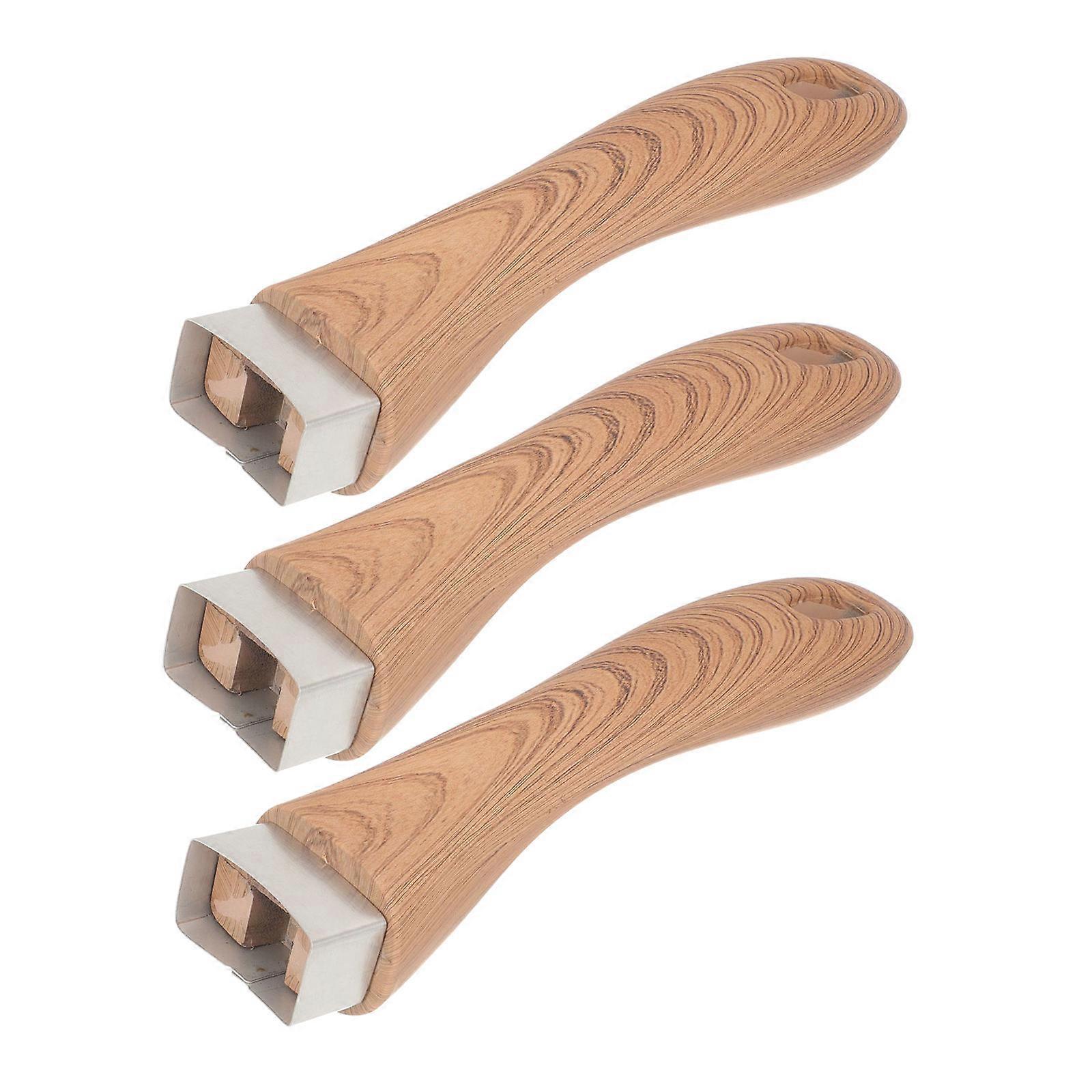 Saucepot Handle Grip Replacement Detachable Pan Handle Light Brown Kitchen Cookware Accessories 3Pcs