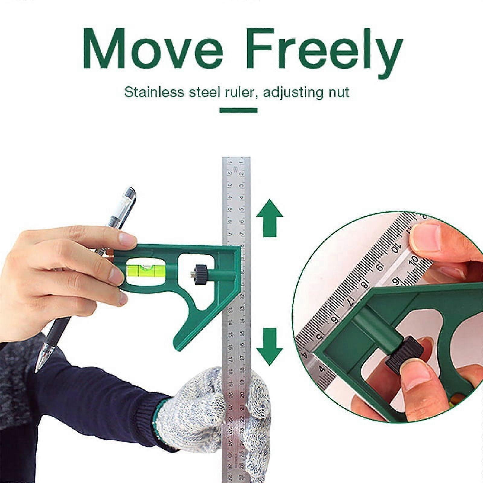 300MM Adjustable Stainless Steel Protractor Square Combination Square