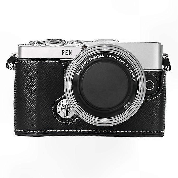 Olympus PEN E-P7 Camera Case Textured Leather Bottom Easy Battery Replacement