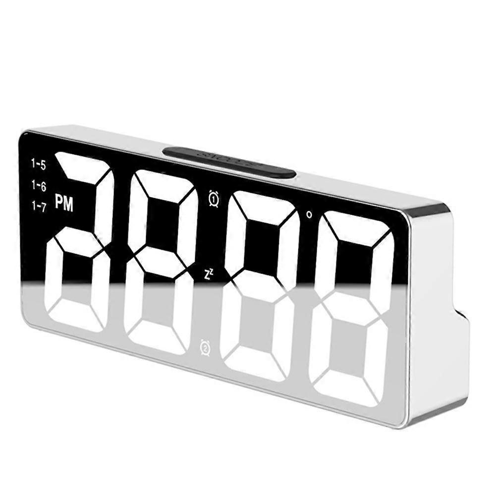 Digital Clock LED Alarm Clock Electronic Desktop Clock with Temperature Display Adjustable Brightness 12/24 Hours White