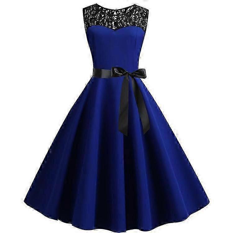 knee length dresses for ladies Gothic Solid Color Patchwork Lace Up Dress, Black / M (Bust 94 cm)