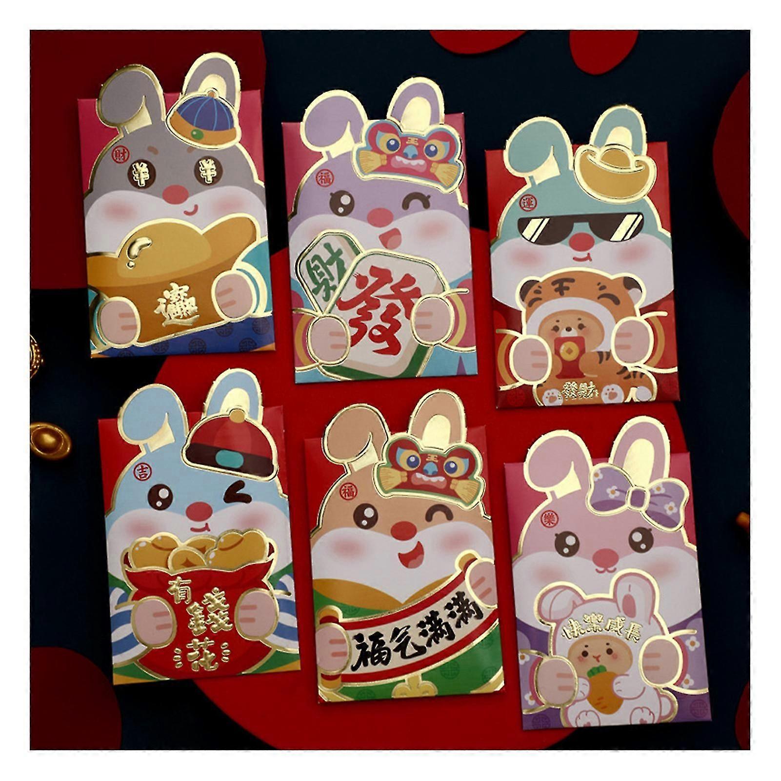 Year Of The Rabbits Red Packet 2023 Chinese New Year Red Envelopes Cute Cartoon 3d Luckies Money Packets Personalized Spring