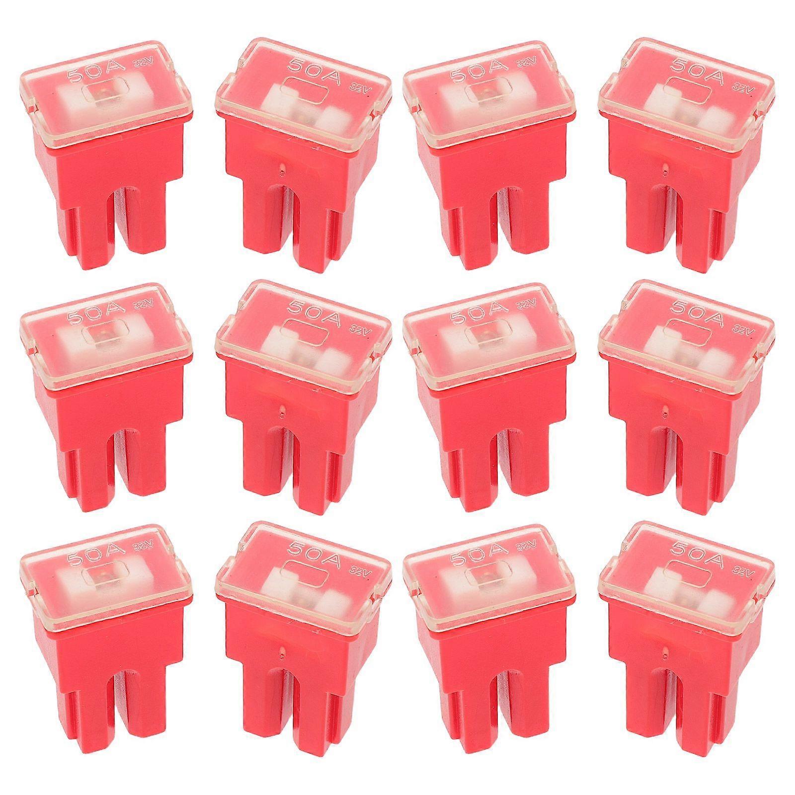 12pcs Large Truck Fuse Kit Box Shaped Cartridge Fuses Female Terminal Case Auto Replacement Set for RV Truck Automobile