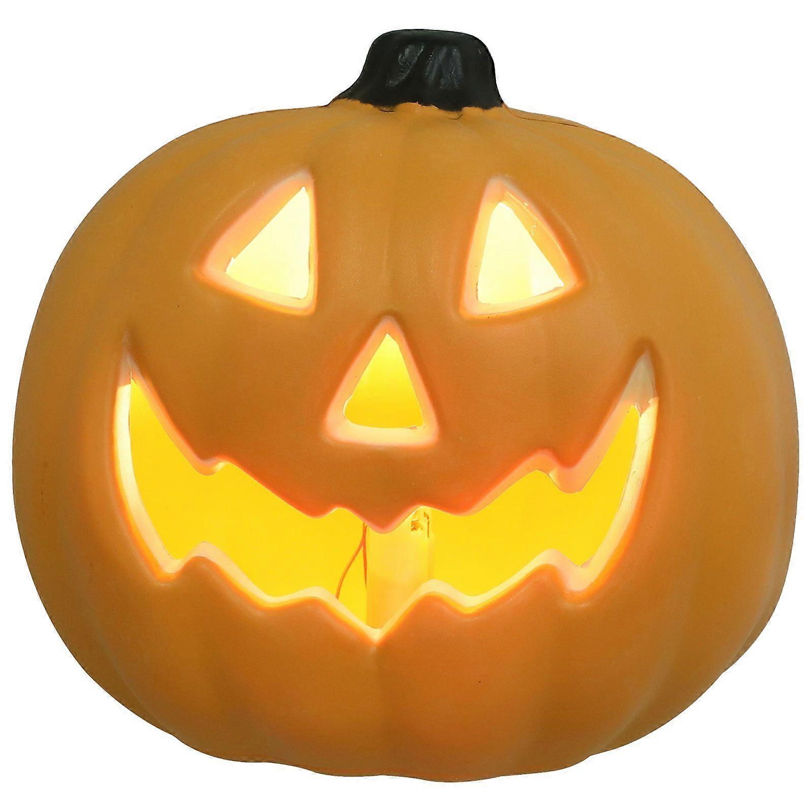 1pc Halloween Simulation Pumpkin Head Lantern Led Light Decorative Lamp (Orange)