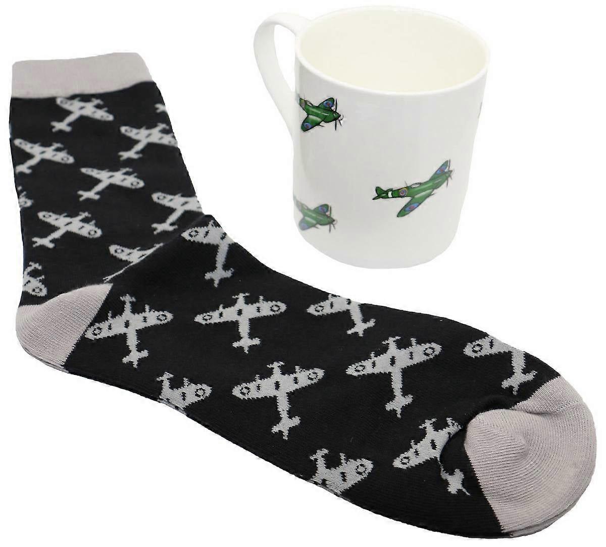 David Aster Spitfire Mug and Sock Set - White