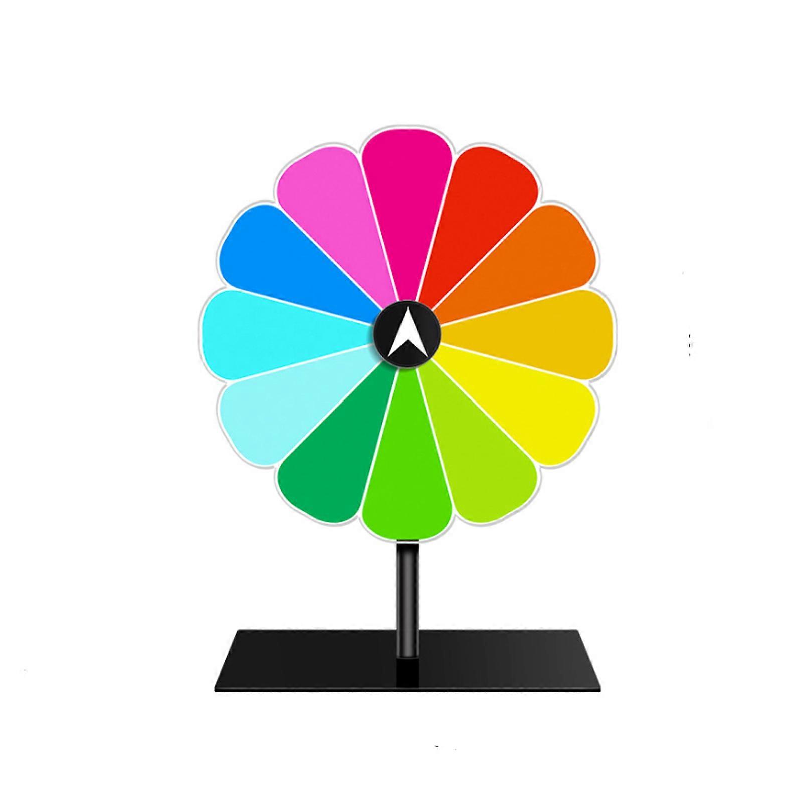 10.6Inch Prize Wheel 12 Color Slots Rotating Wheel with Rotating Base for Birthday Carnival Parties and Classroom Game Multicolor