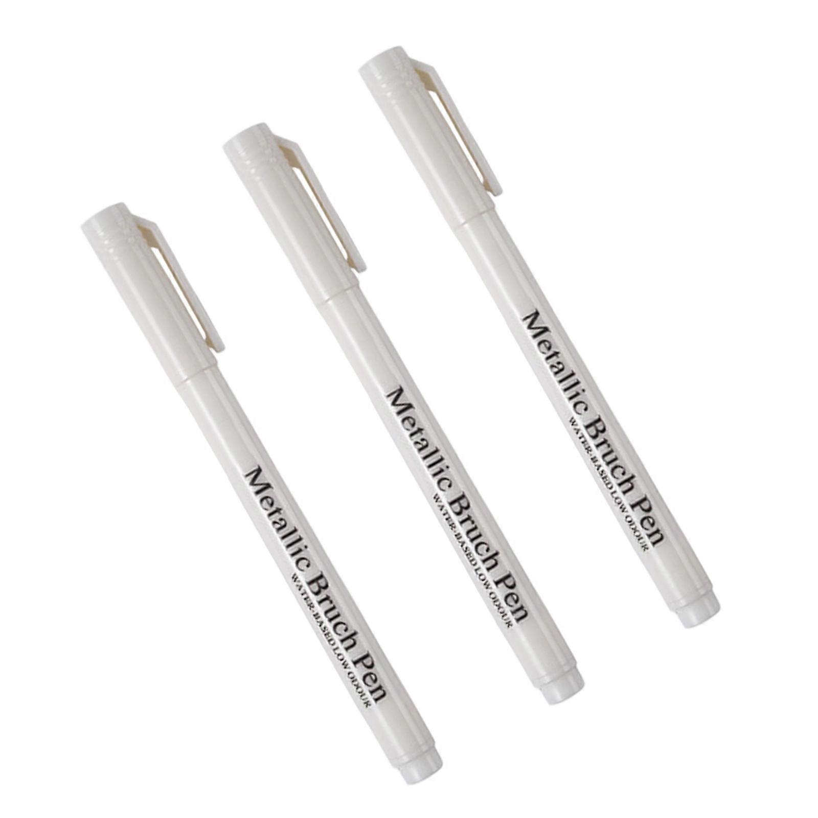 3 قطع علامات معدنية قلم مقاومة للماء قلم طلاء معدني لبطاقة الخط العربي صنع رسم مجلة سكرابوكينغ أبيض