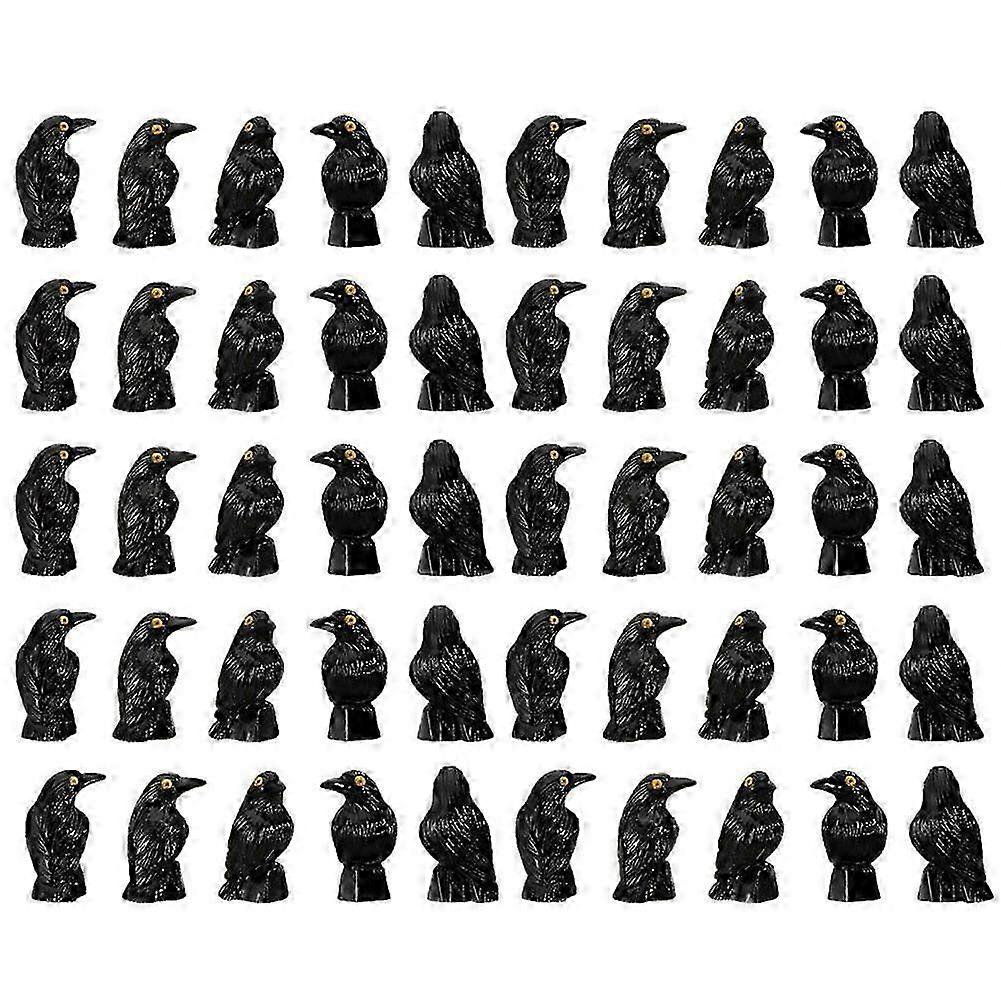 Mini Resin Crows Bulk Black Raven Figurines Halloween Displays