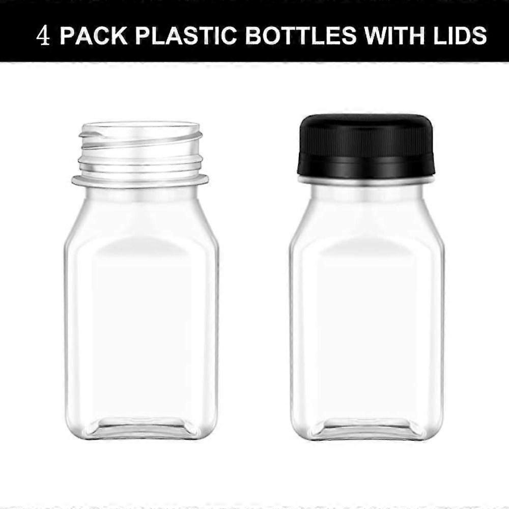 4 Pcs Plastic Clear Drink Containers 120ML/150ML Split Beverage Bottle New Square Bottle  Coffee