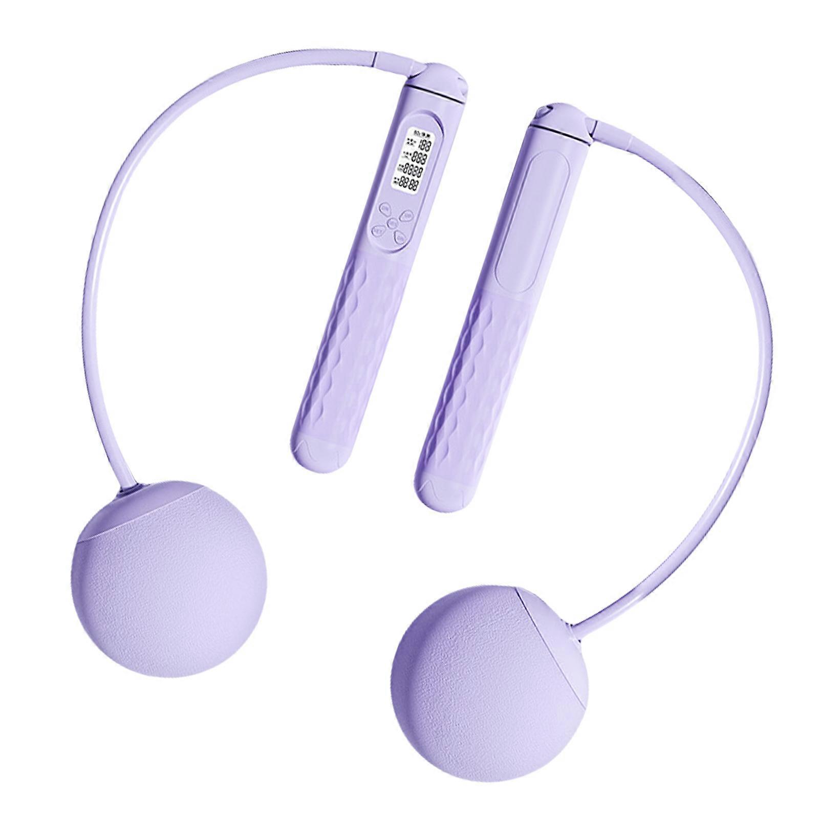 Digital Counting Cordless Jump Rope Weighted Skipping Rope Exercise Rope with Antislip Handle For Fitness Enthusiasts  Purple