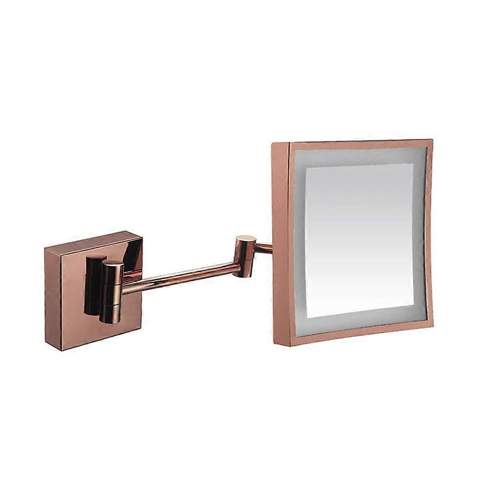 LED Wall Mounted Makeup Mirror with Touch Screen, 8 Inch Square, 3X Magnifying, Nickel, Hardwired