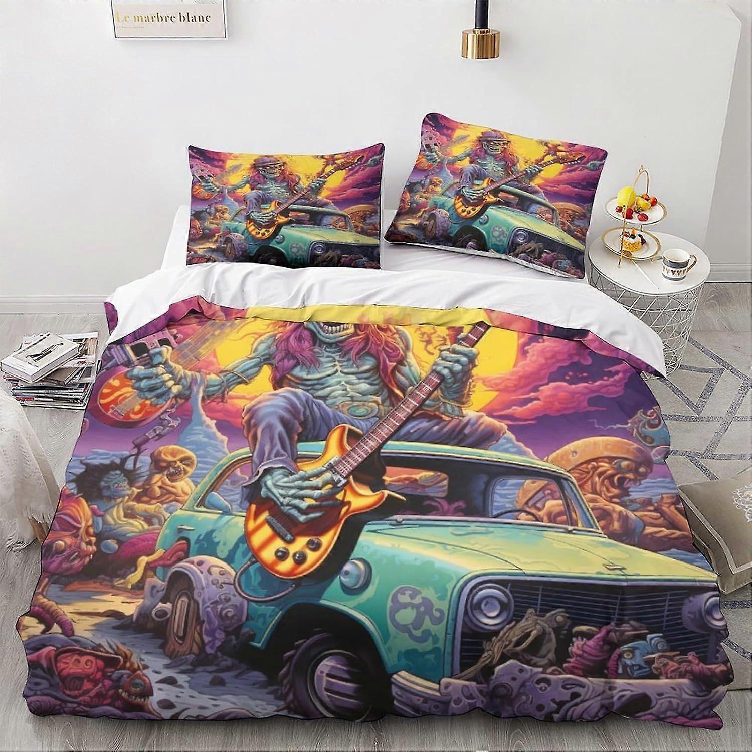 LikeEj monstros capa edredom, 3D desenhos animados roupa de cama vintage carro colcha capas, microfibra capa de cama com fronhas King