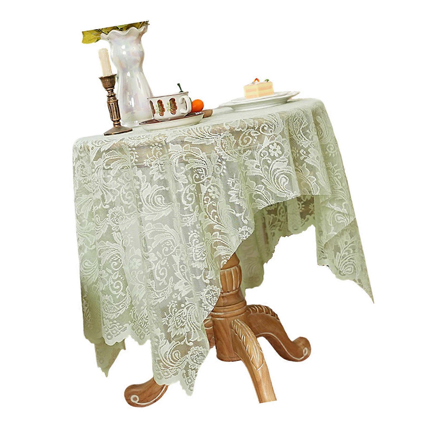 Breathable Openwork Tablecloth Sophisticated Lace Pattern Polyester Elagant For Festival Gatherings  Light Green