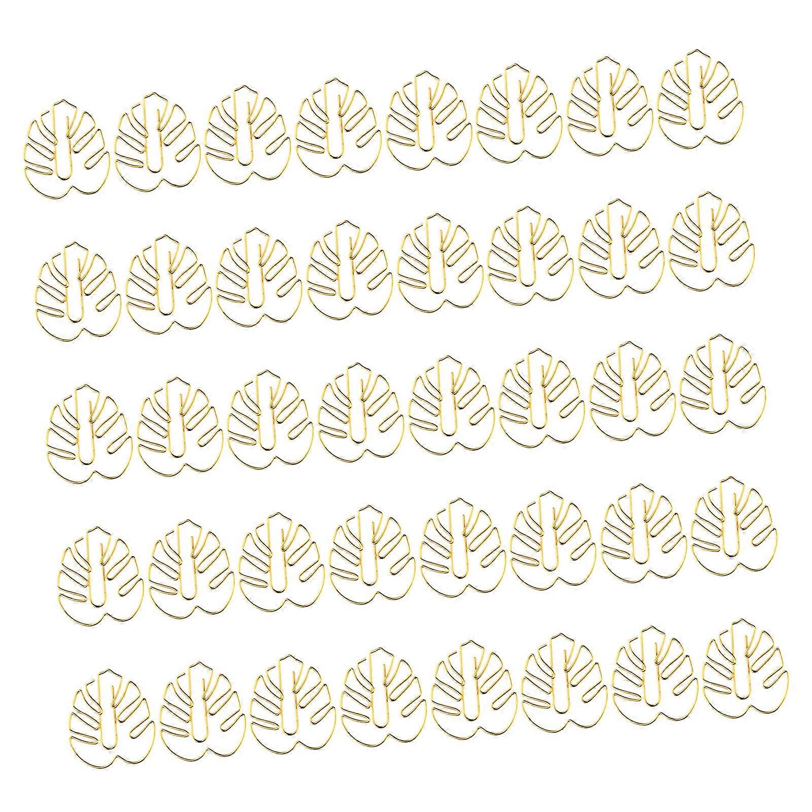 40Pcs Elegant Leaf Design Metal Clips Creative Bookmarkers Decorative Binders Clips For Journals File Organization Multicolor
