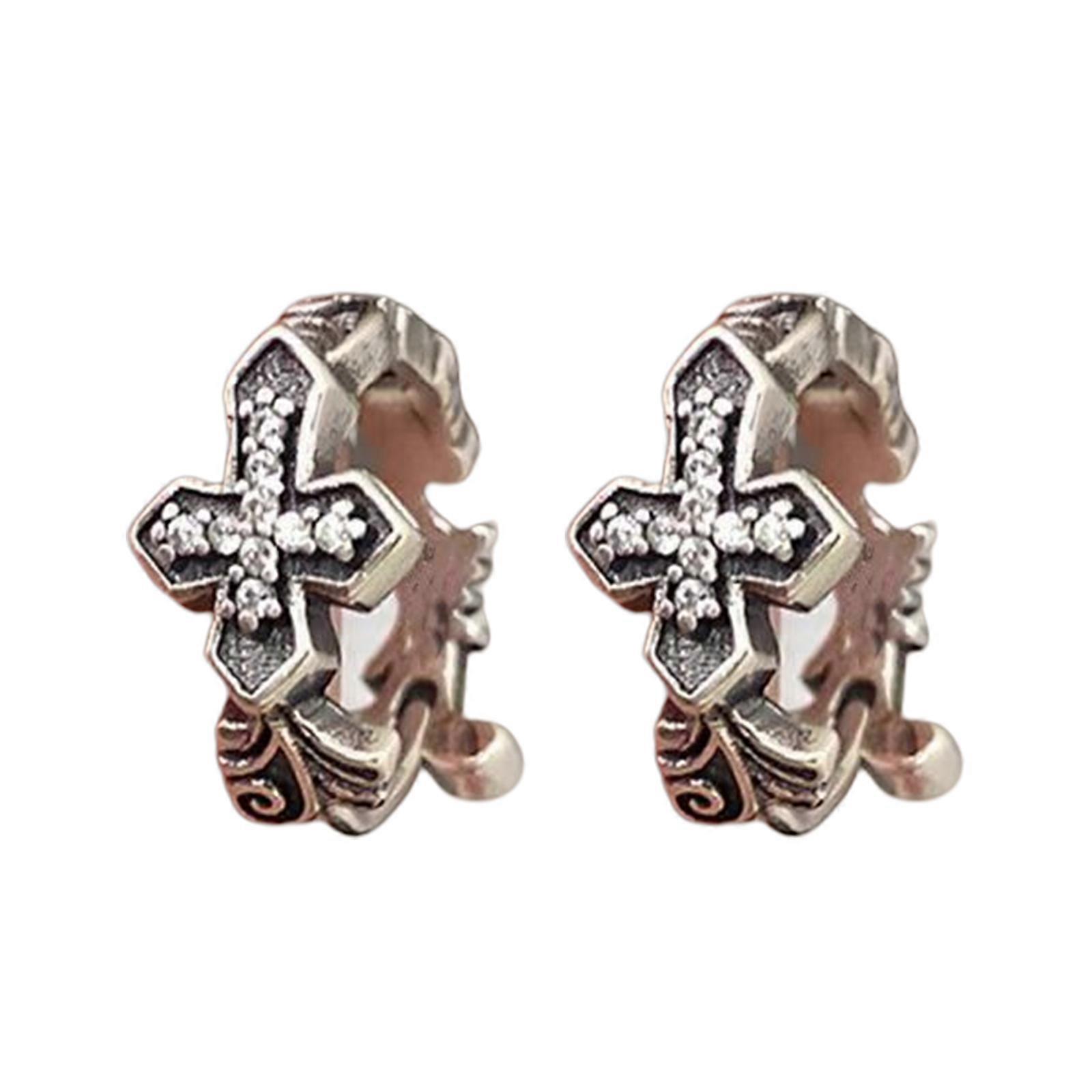 Alternative Men's Single Earring Punk Rock Aesthetic Crosses Designs Alloy Crafted Stud for Customizable Look Creation Multicolor