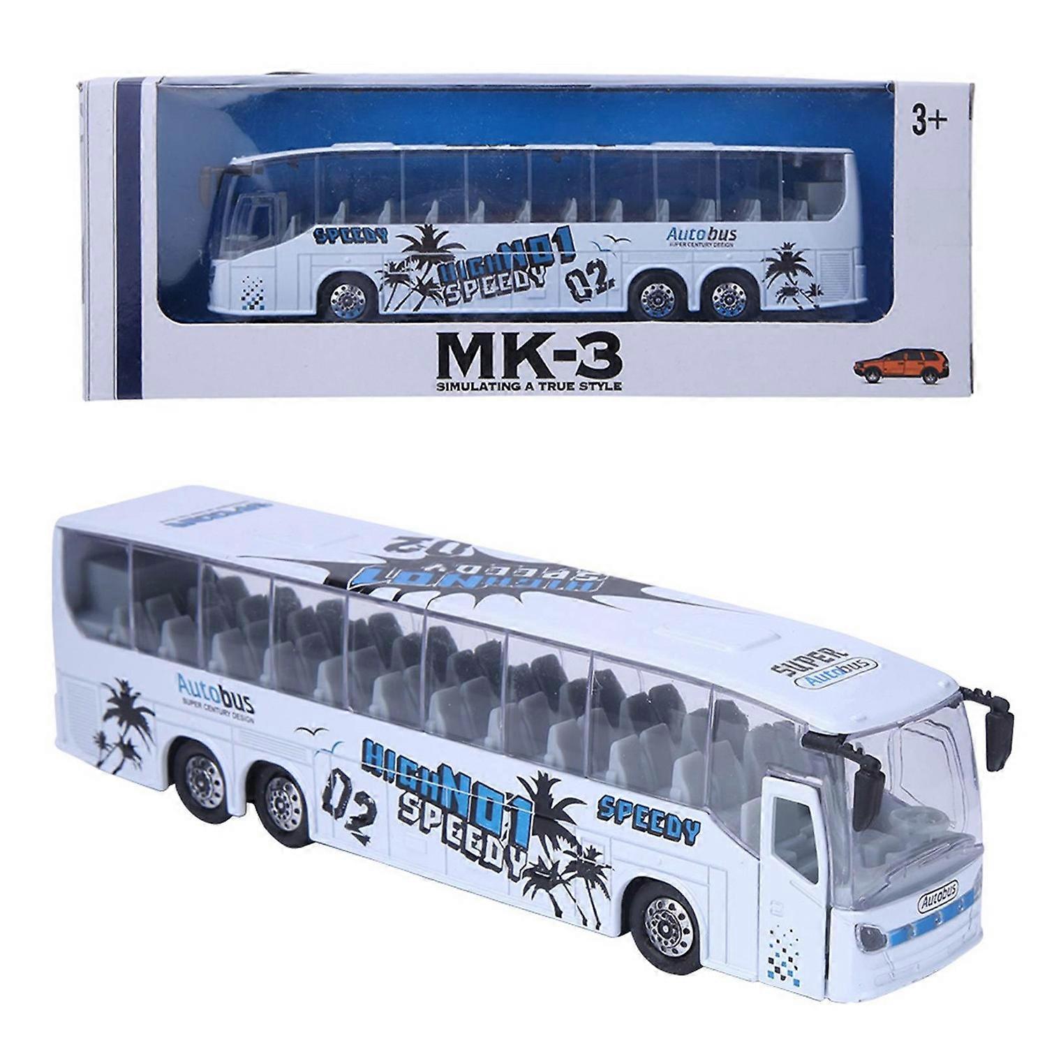 1:50 Simulation Transit Bus Model Toy Alloy Pull Back Bus Toy with Light and Music for Children(Whit