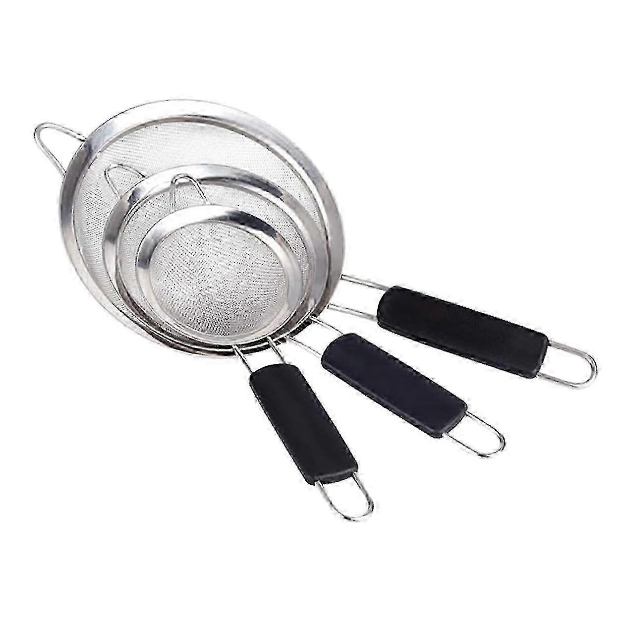 3-Pack Flour Sifter Strainer | Fine Mesh Kitchen Gadget for Baking & Frying