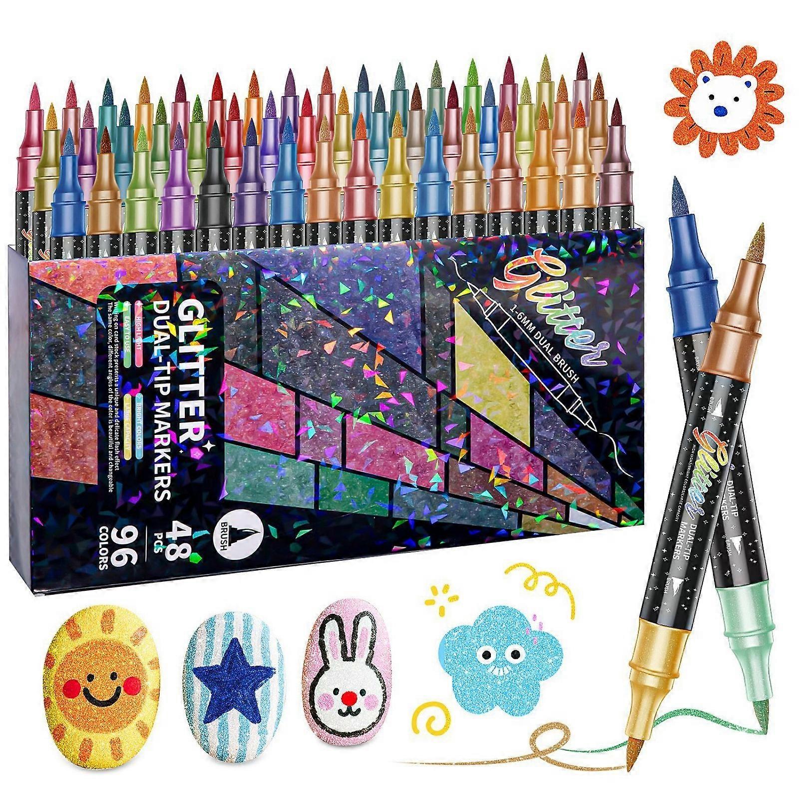 Double Sided Art Pens With Soft Brush Tips Watercolor Markers Pens For Creative Coloring Projects And Handmade Crafts Multicolor