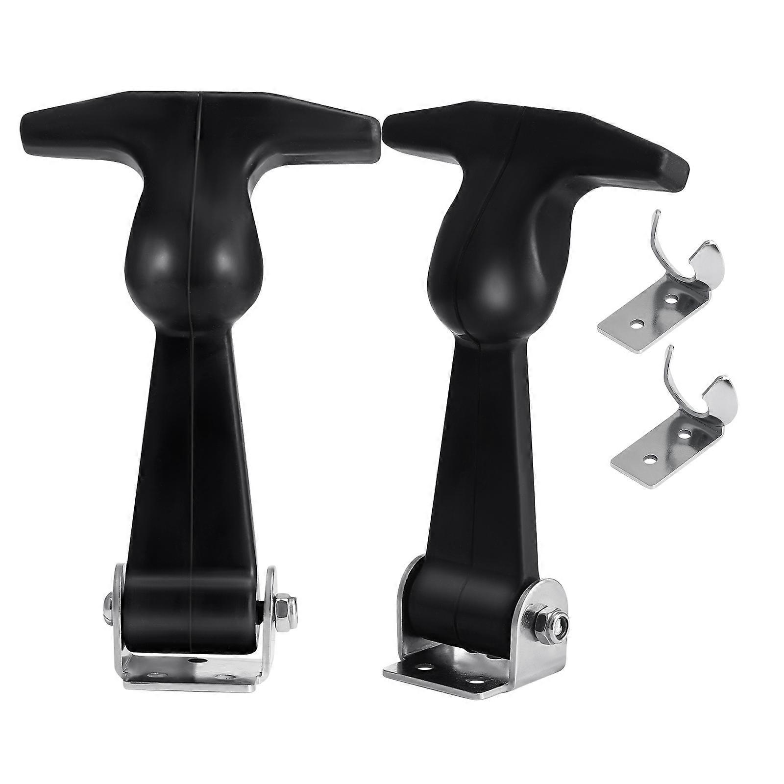 UEETEK 2pcs Stainless Steel Rubber Hood Catch Flexible T-Handle Hasp Rubber Flexible Draw Latches with Brackets for Tool Box Vehicle Engine