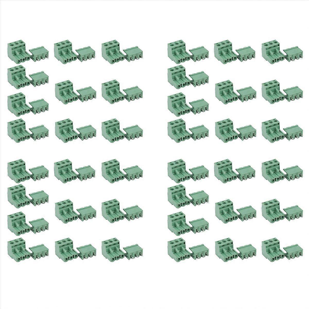 40Pcs 5.08mm Pitch 3Pin Plug-in Screw PCB Terminal Block Connector Right Angle