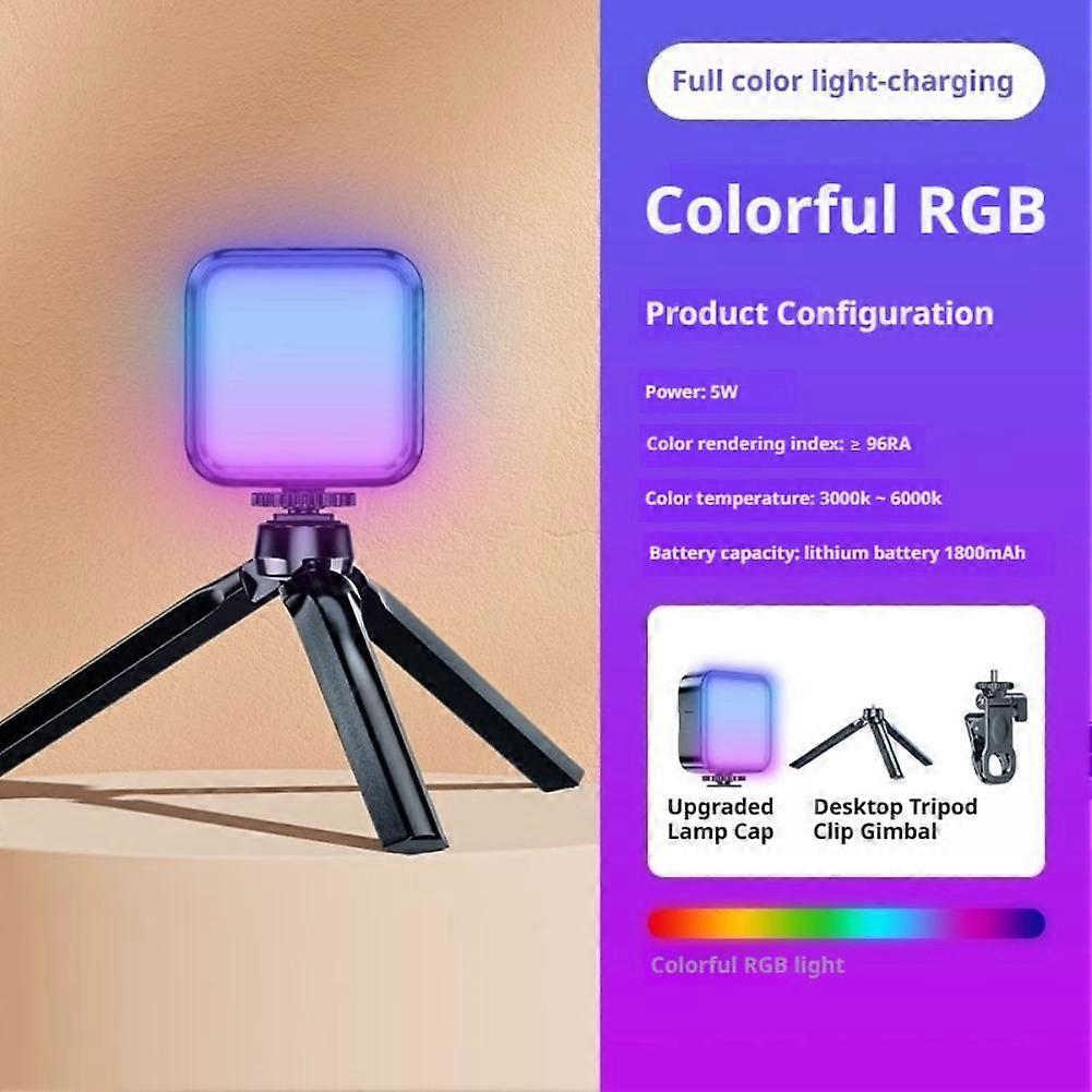 Portable RGB Square Photography Light with 62 LED Beads Adjustable Warm Cool Fill Light for Live Streaming