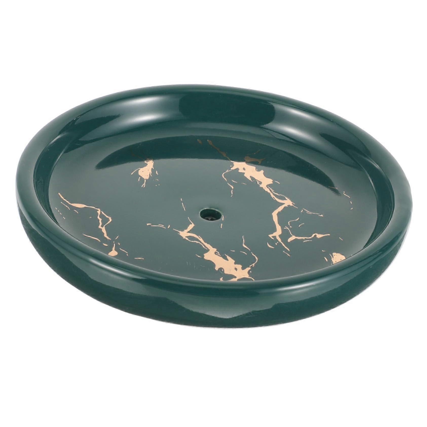 Ceramic Soap Dish with SelfDraining Marble Design for Bathroom Kitchen Sink and Countertop