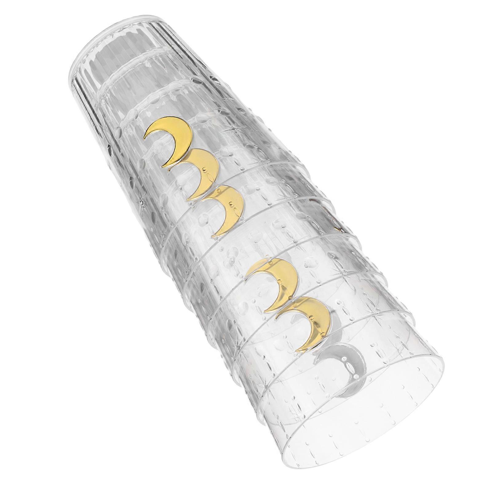 Stackable Drinking Tumblers For Dining And Party Occasions Featuring Clear Design And Moon Patterns 6Pcs