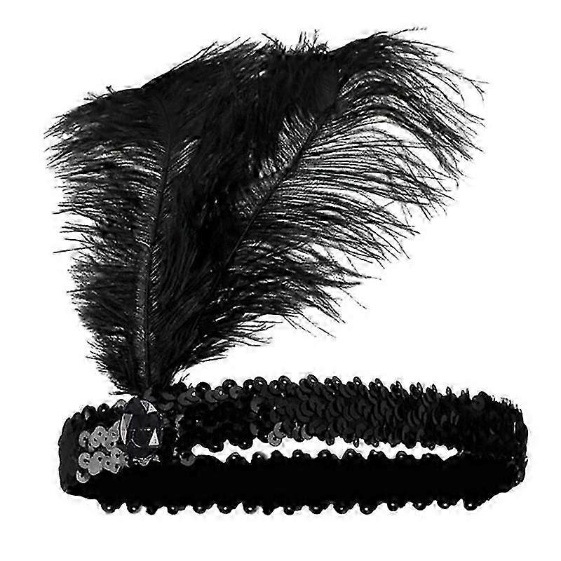 Feather Headpiece for Parties with Sequins and Beaded Design