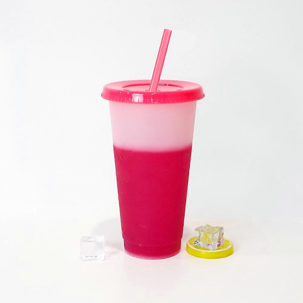 710ML New Reusable Plastic Cups With Lids And Straws Color Changing Cups Summer Party Travel Mugs Drinking Cups For Kids Adults