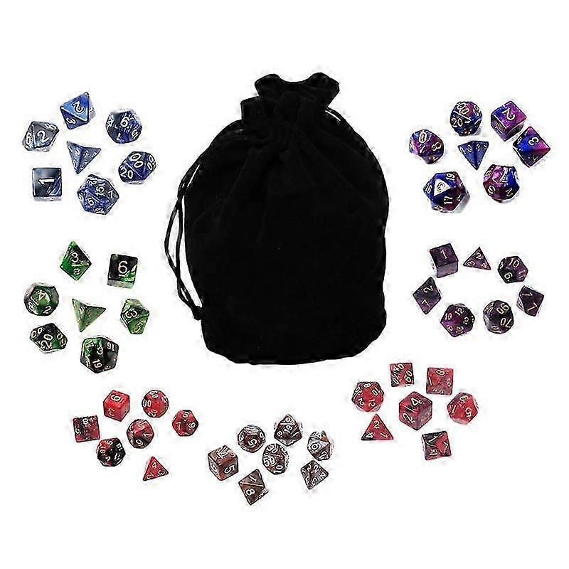 49 Pcs Resin Assorted Polyhedral Dices with Pouch for DND RPG Game Toys D4 D6 D8 D10 D D12 D20