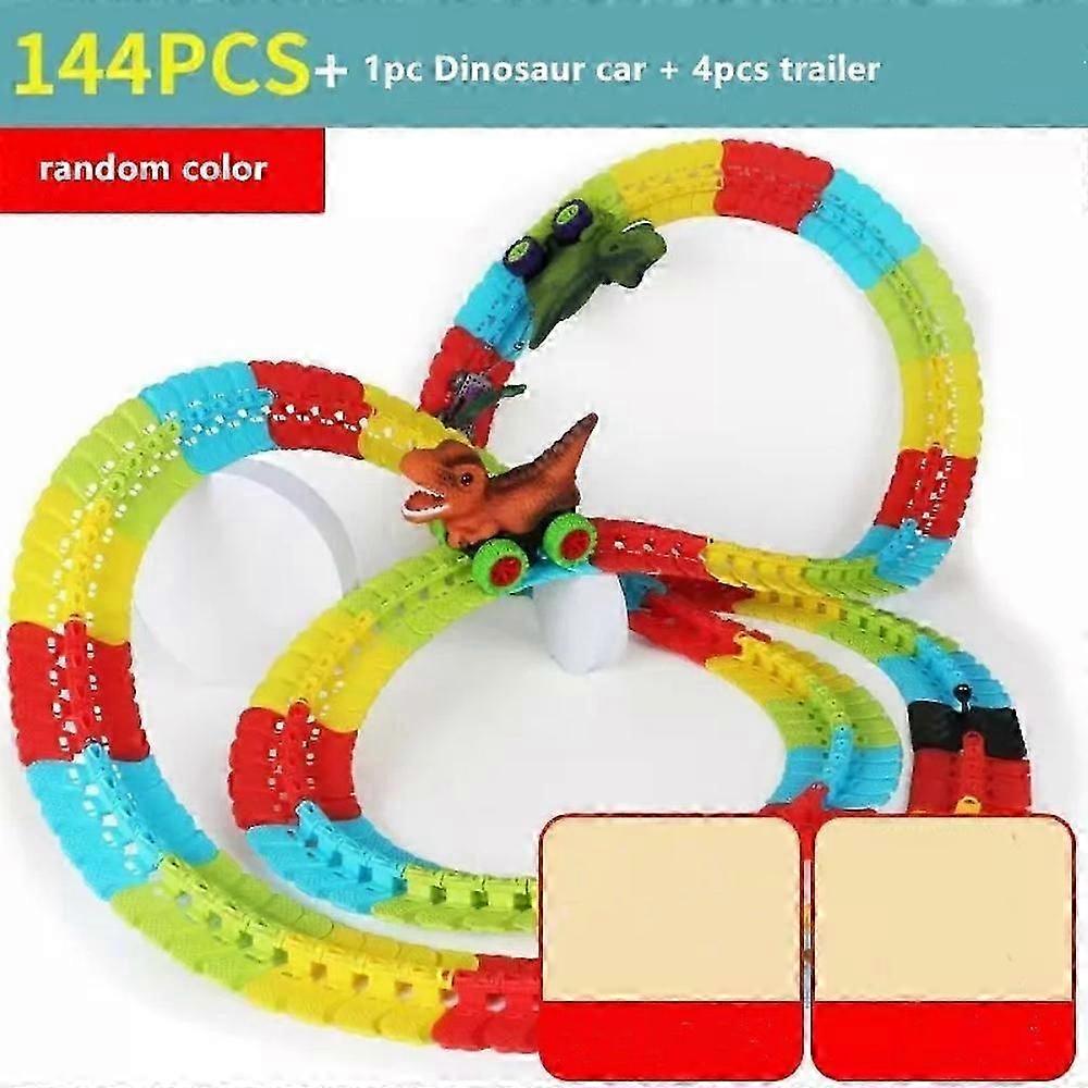 race car set with dinosaur track and led lights