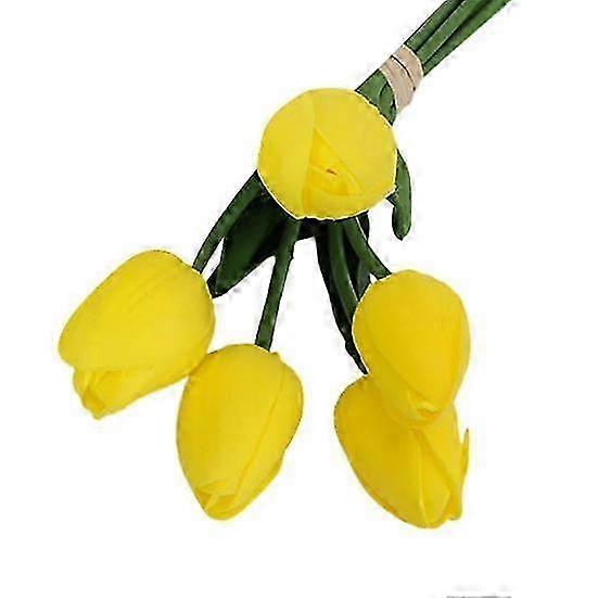 Faux Flower Arrangement for Event Decor, 5 Simulated Tulips with Soft Stems