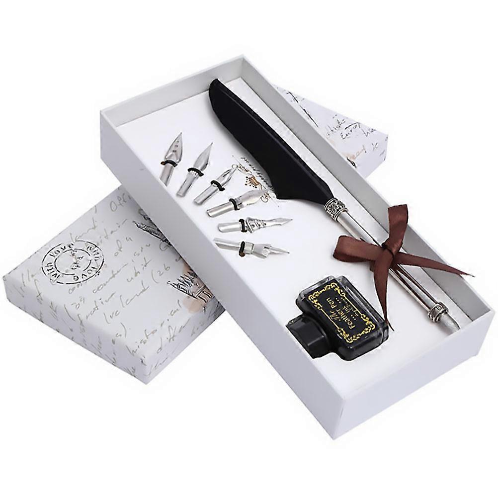 Writing Accessory Retro Quill Pen for Writing Use 3Sets Black Gift