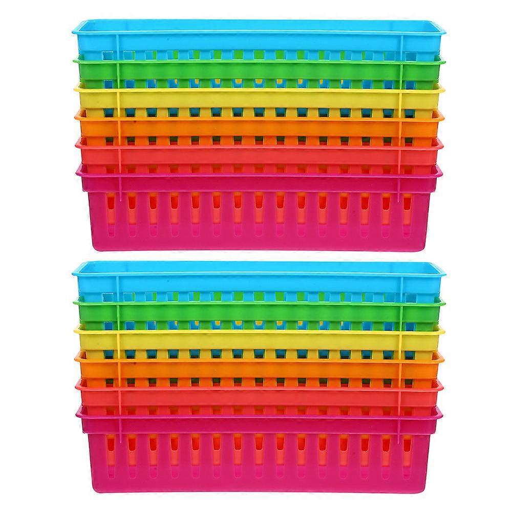 Colorful Pencil Baskets Plastic Organizer for Classroom Storage 12Pcs