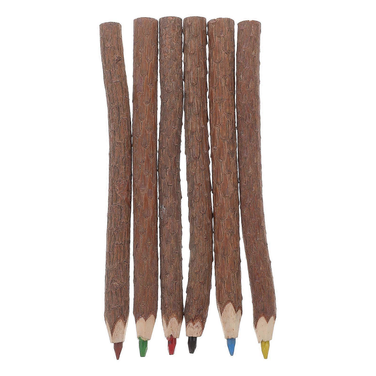 Colored Pencils Wooden Colored Pencils for Writing Use 6Pcs Rustic Tree Design