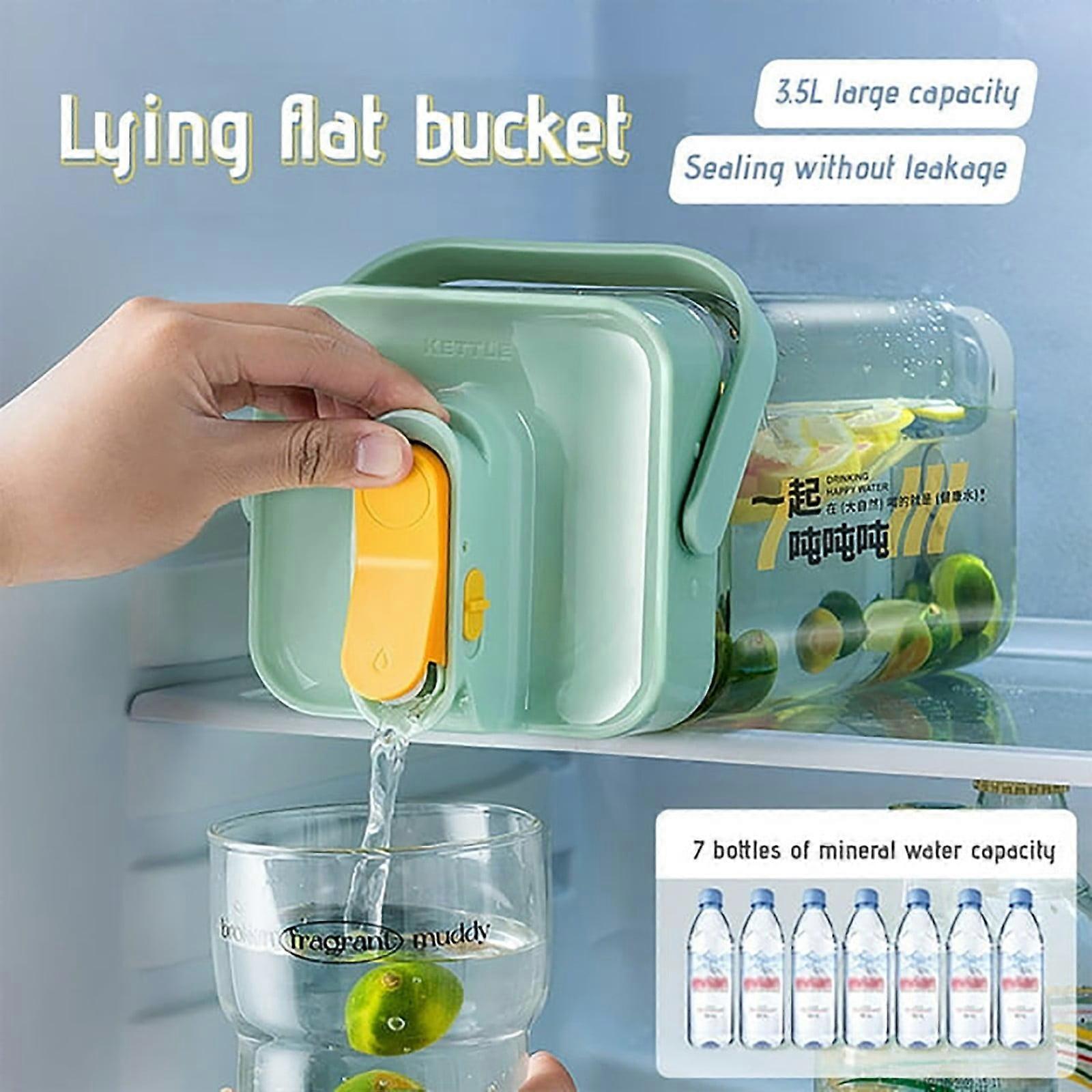 Storage Bins with Lids 1 Gallon, Drink Dispenser with Spigot & Lid, Sealed Juice Container for Milk, Lemonade, compatible with fridge - Green