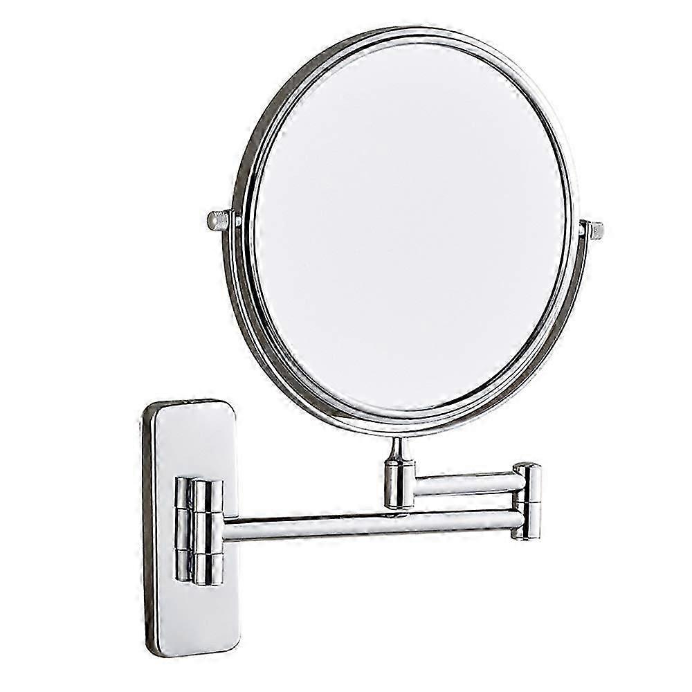 Wallmounted chrome magnifying mirror, doublesided, adjustable, extendable swivel arm (5X)
