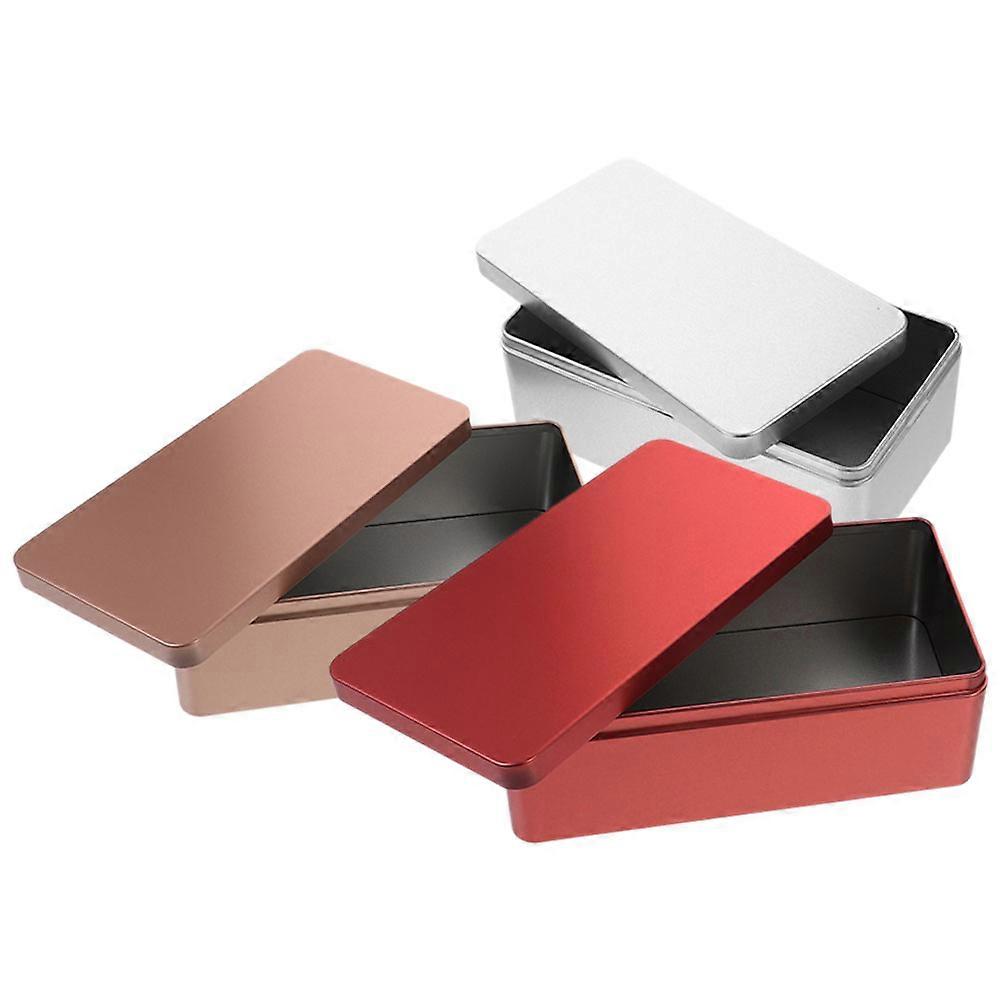 Storage Tin Rectangular Metal Tinplate Box for Organizing 3Pcs