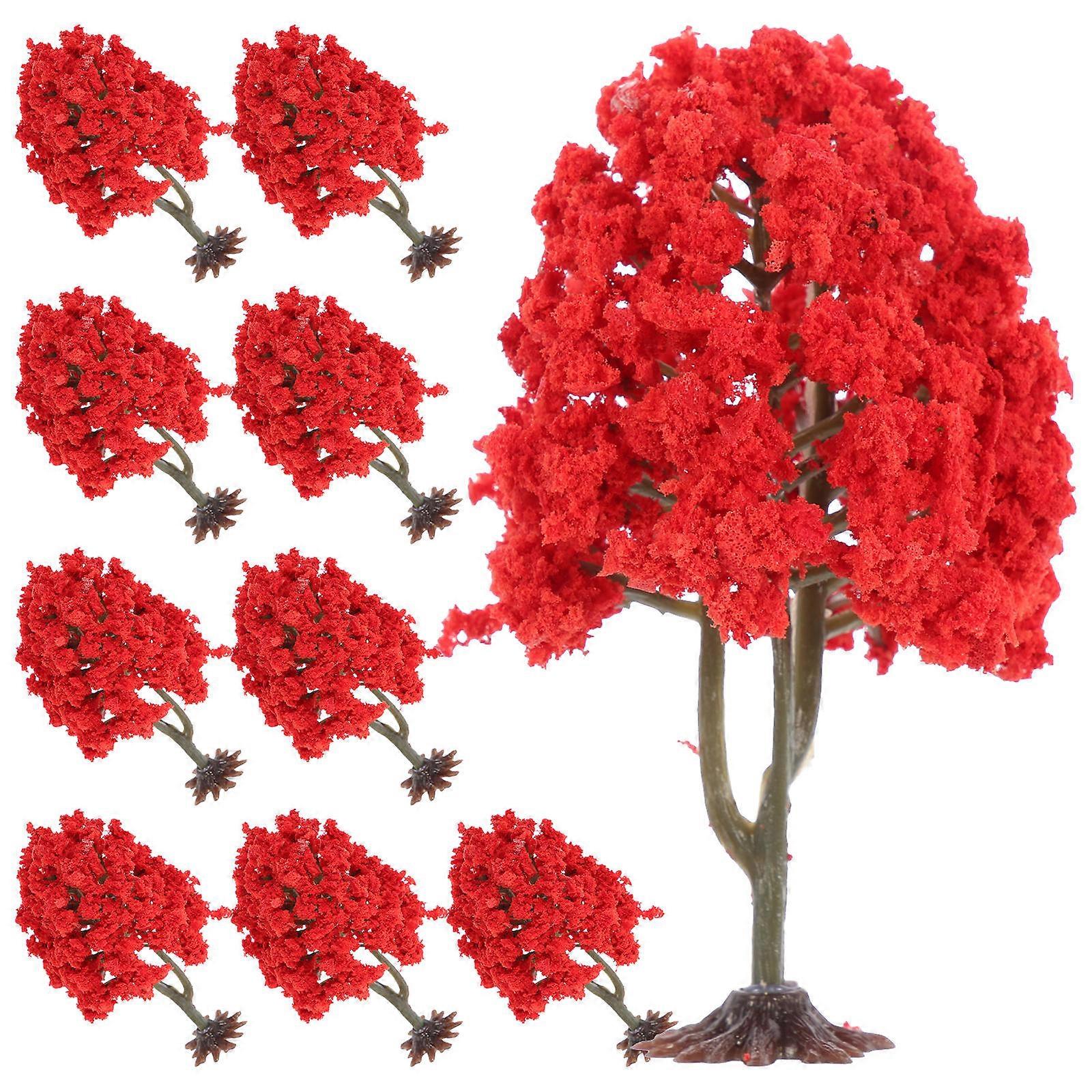 Artificial Model Trees Sand Table Model Tree for Decor 10Pcs Red