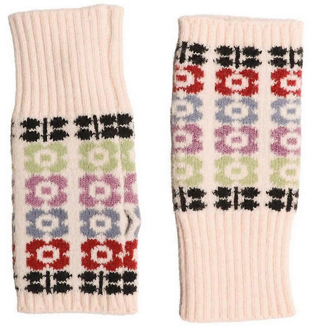 Zelly Floral Knitted Gloves - Cream/Multi-colour