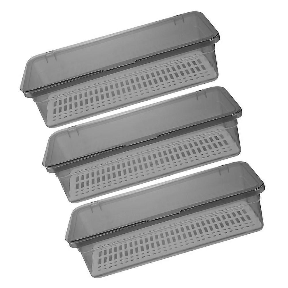 Flatware Tray with Lid Plastic Cutlery Organizer for Storage 9Pcs Grey