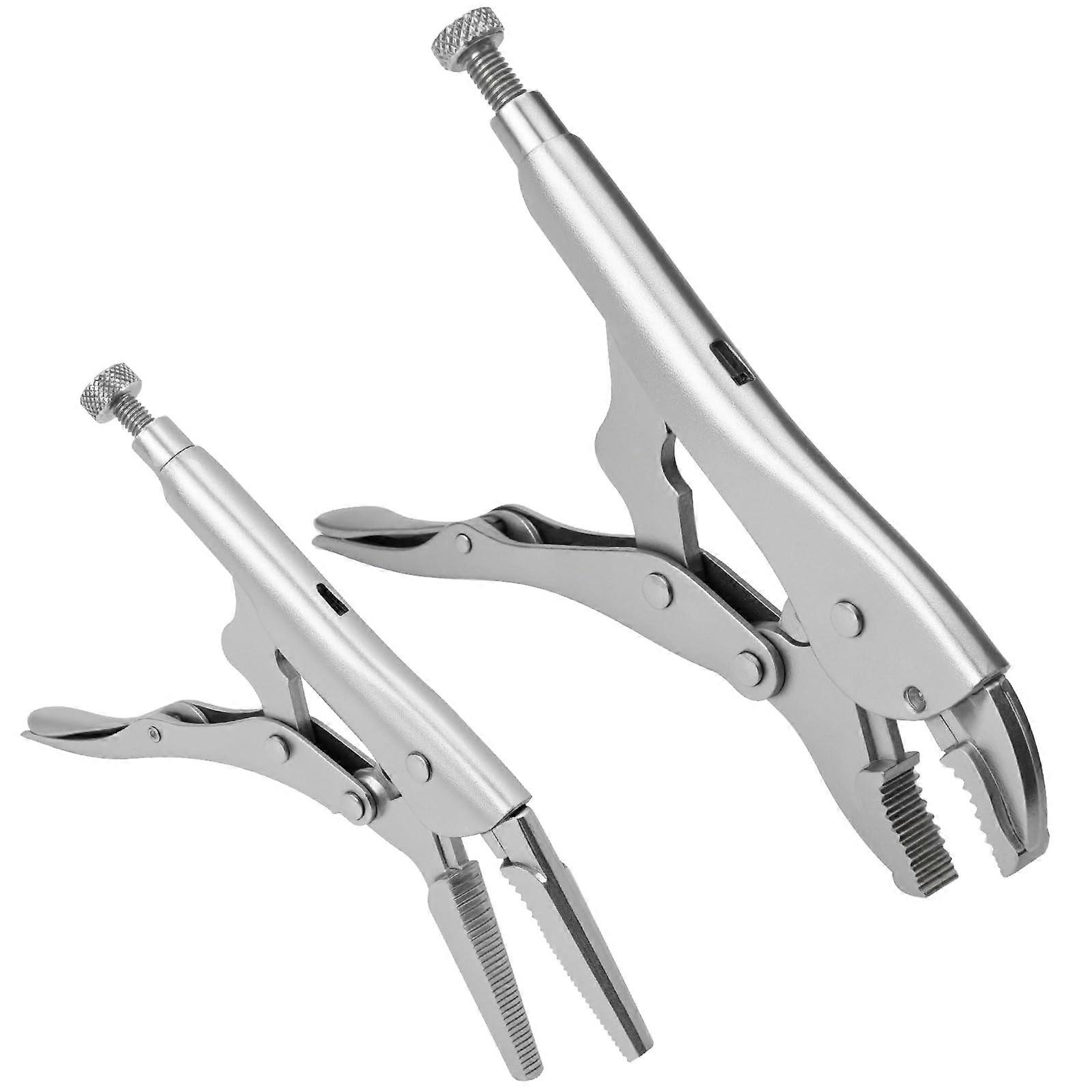 2Piece Locking Pliers Set, Curved Jaw and Long Nose, Secure Grip, Quick Release