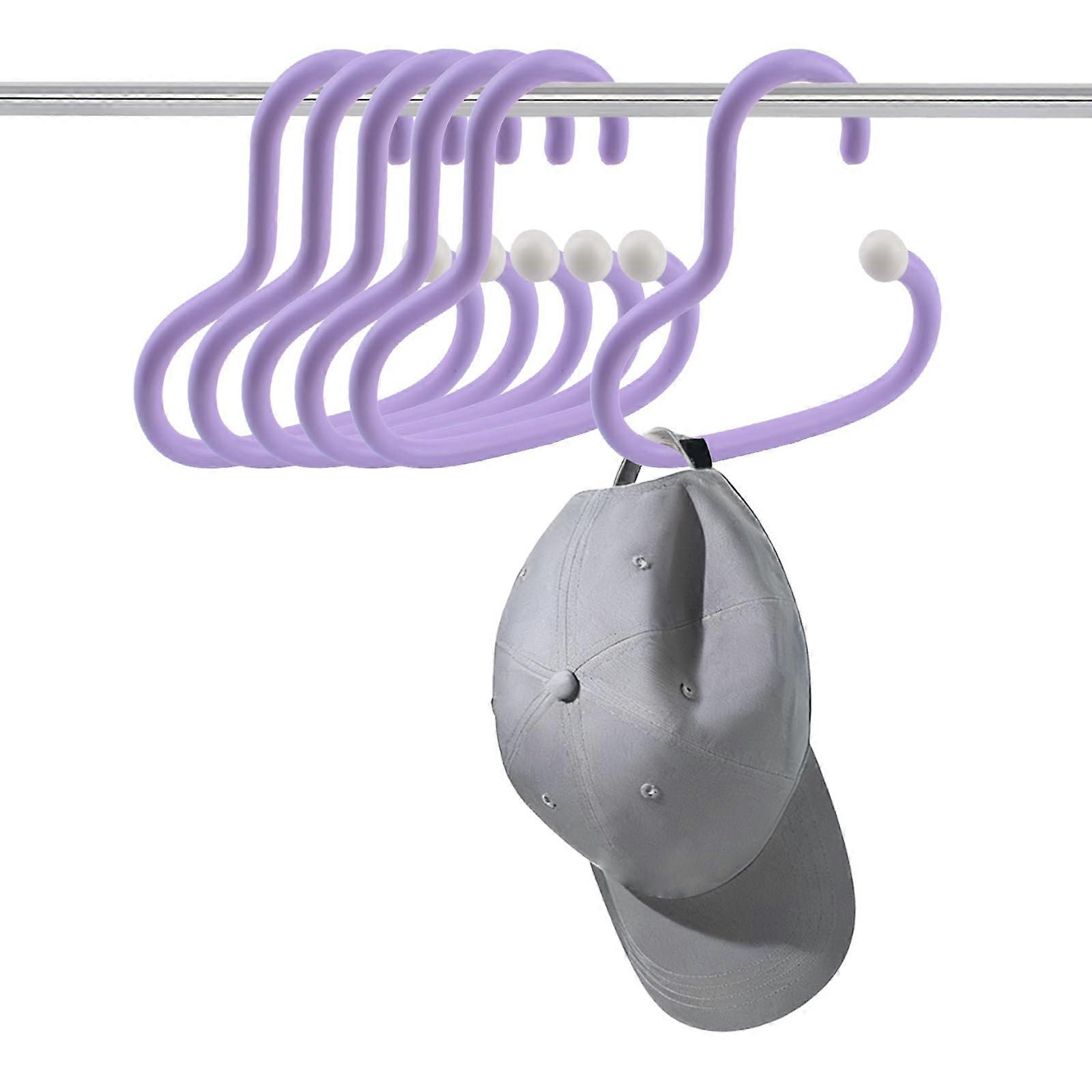 6Pcs Plastic Hat Organizer Hooks for Closet, Purple SpaceSaving MultiAccessory Hangers