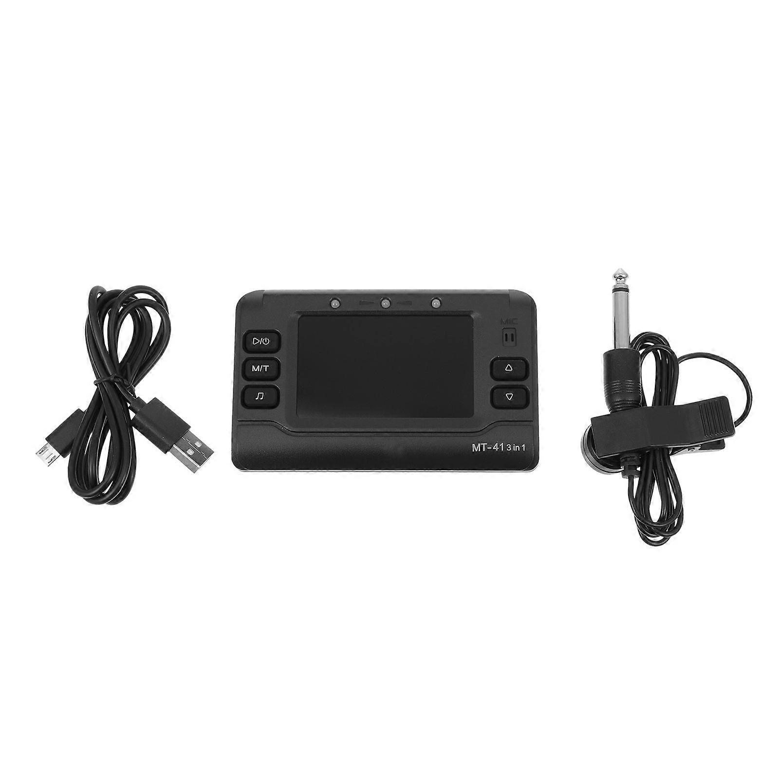 1 Set Multi-functional 3-in-1 Display Screen Tuner Metronome Electronic Tuner (Black)