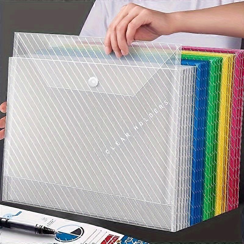 20pcs Plastic Transparent A4 Document Bag with Snap Button for Office File Storage, Students