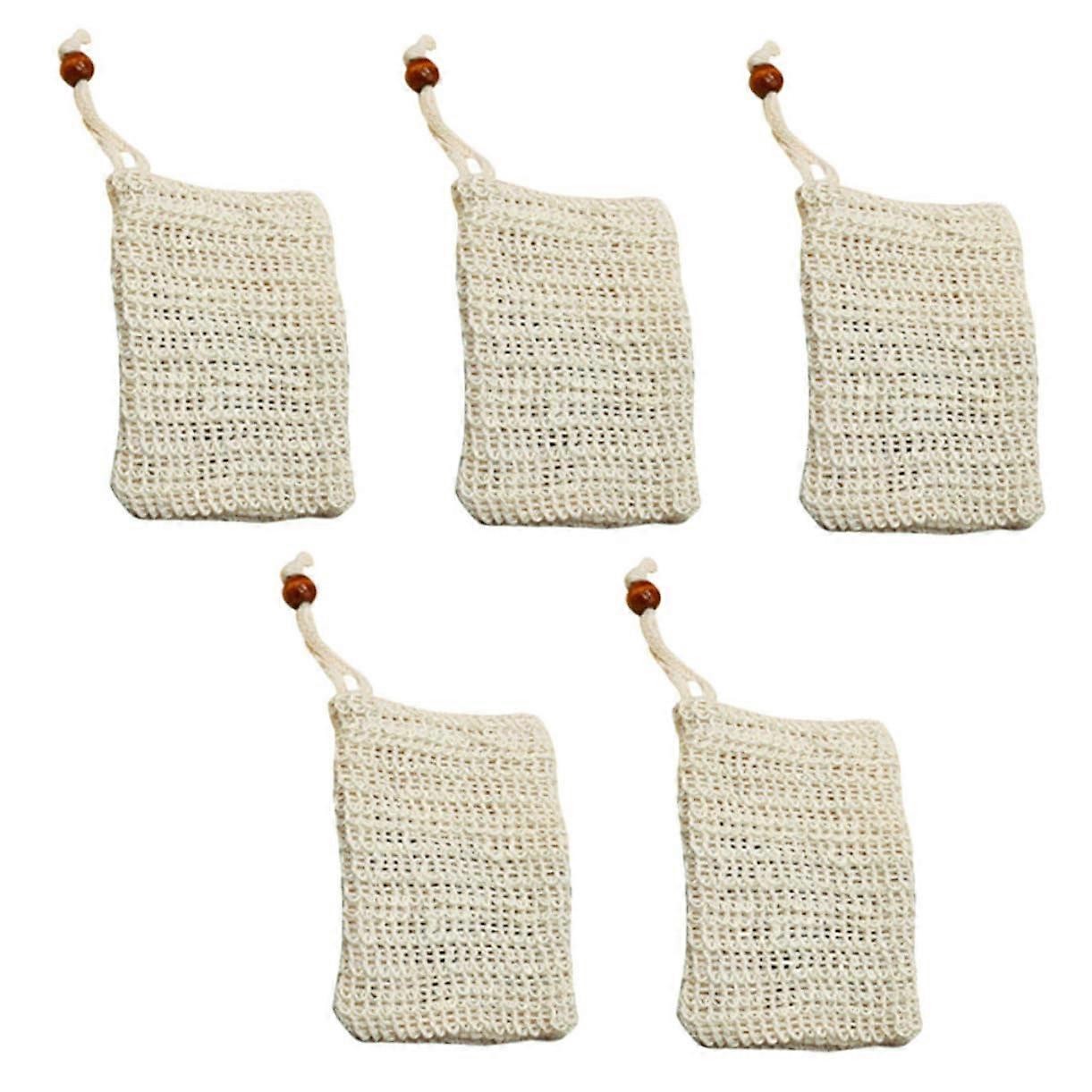 Mesh Soap Bag with Drawstring Closure, Exfoliating Soap Saver Pouch for Travel and Home Use, 5 Pack