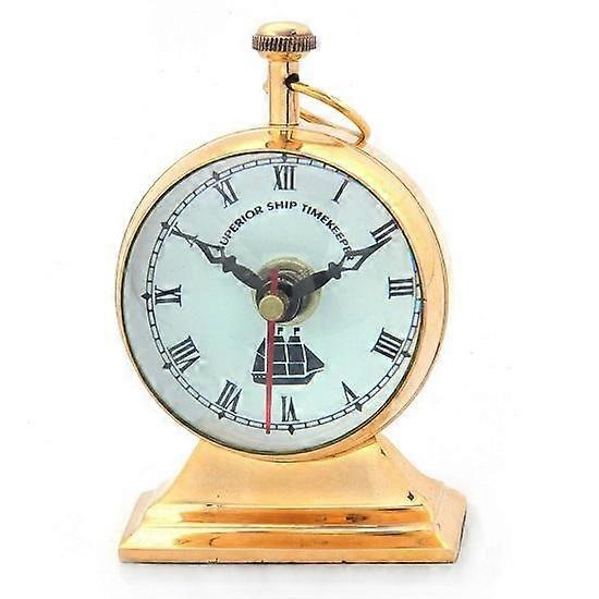 Pure Brass Glossy Decorative Nautical Table Clock 18.5 Cm