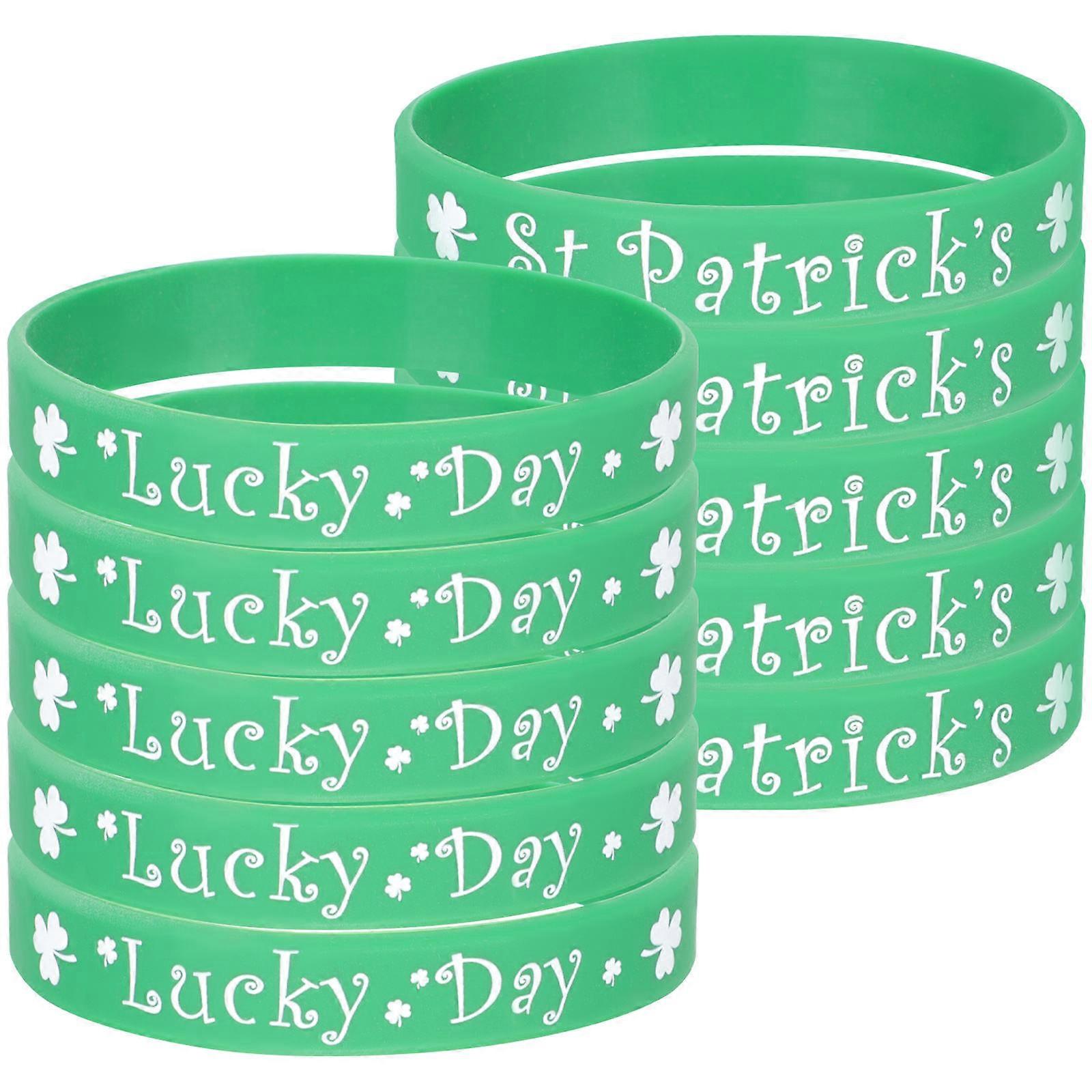 St. Patrick Day Silicone Bracelet for Shamrock Party 40Pcs