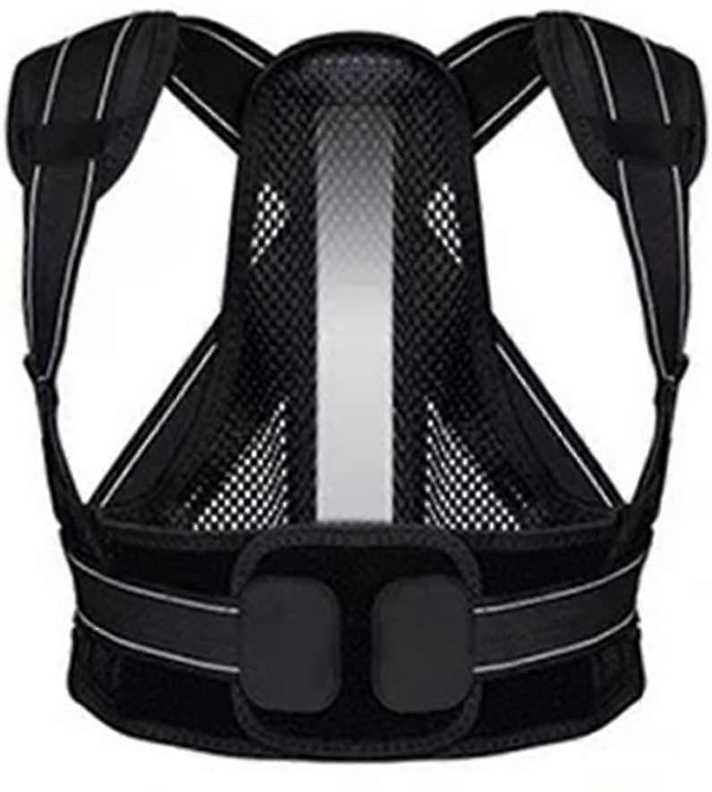 Posture Corrector Back Support Belt Adjustable Lumbar and Shoulder Brace Black S Size