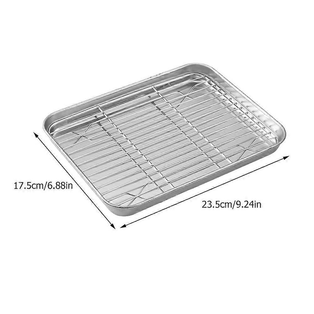 1 Set Baking Tray with Cooling Net Rack Stainless Steel Baking Pan Kitchen Supply